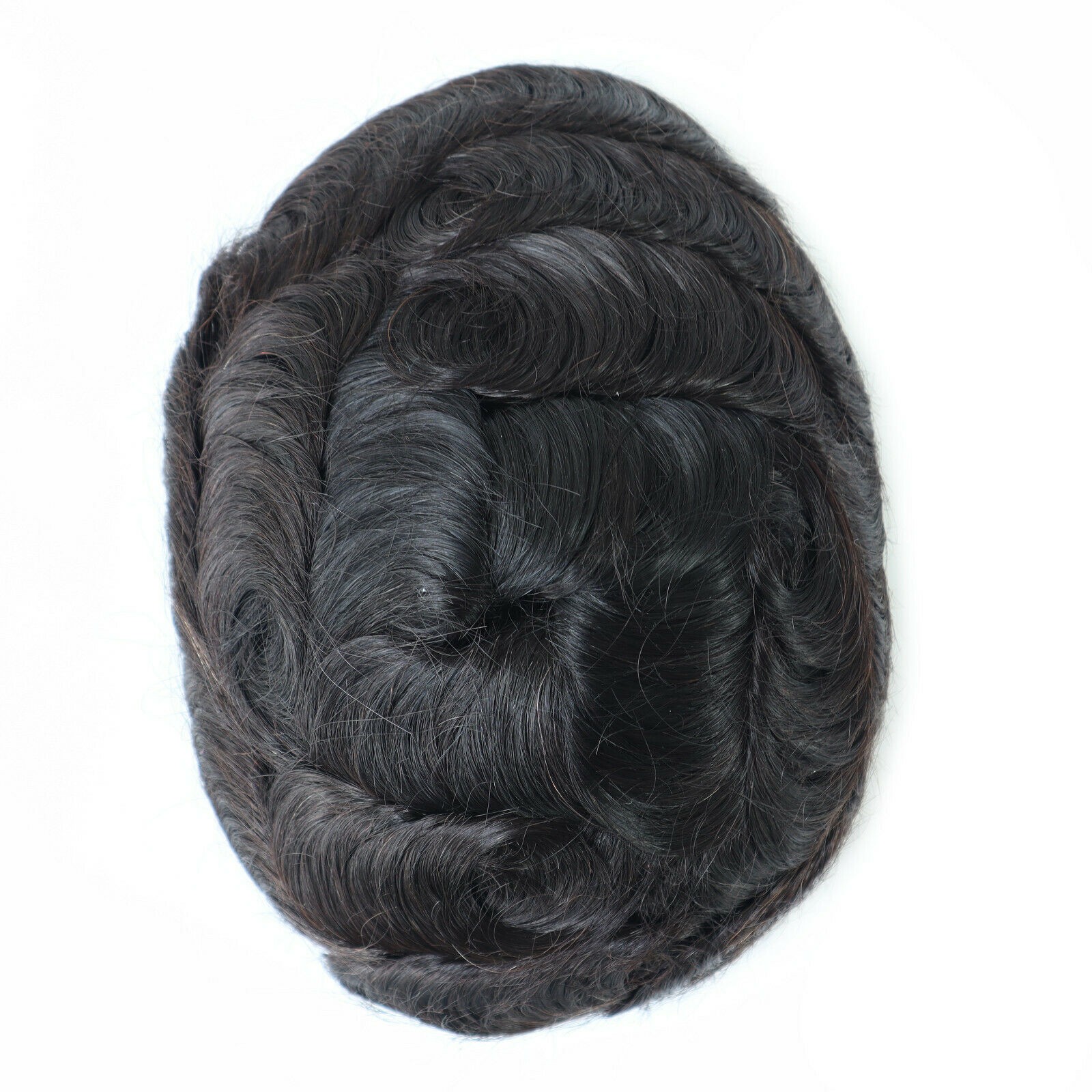 Mens Human Hair Replacement System Hairpiece Fine Mono Poly Skin Toupee