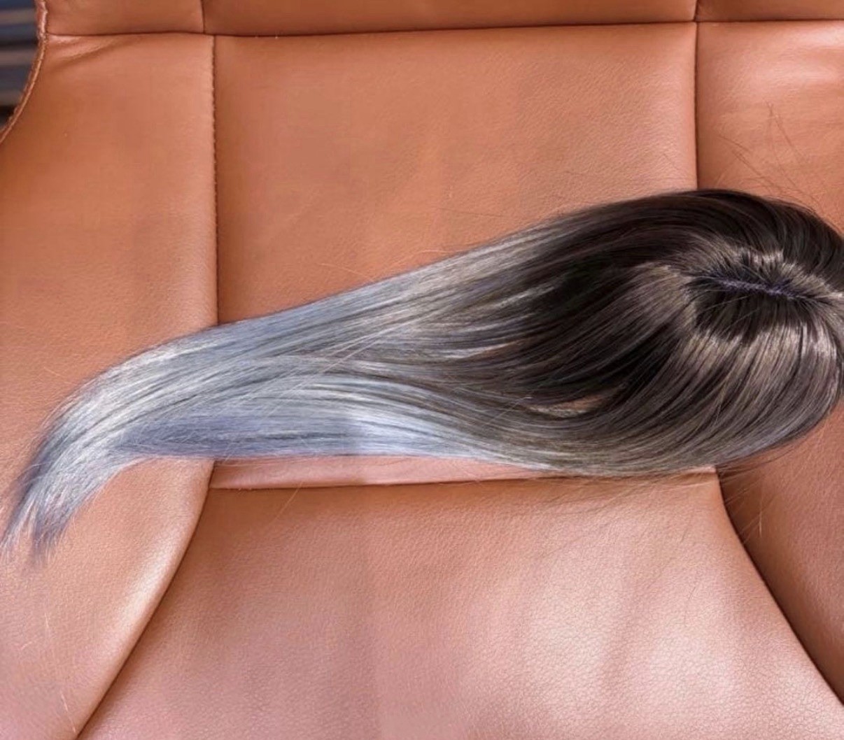 Ash White Silver Ombre Bob Wig with Highlights | Sheer Bangs | Clip-on | Cherie