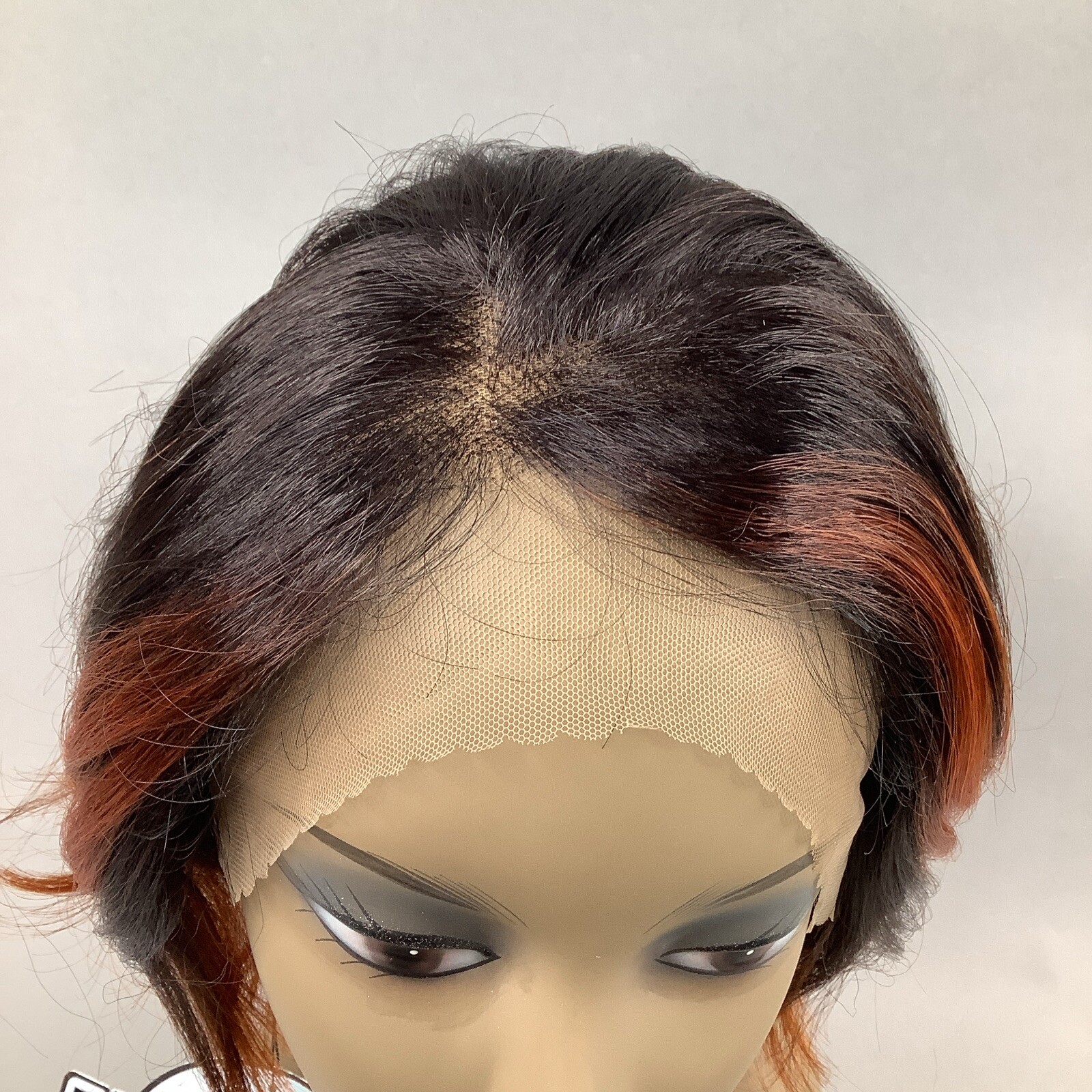 Luna Wig TTL1B/SHCP Black & Copper Curtain Bang Bob HD 13×5 Lace Front Synthetic