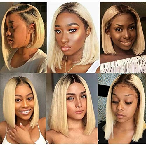 Smartinnov 12Inch 1B/613 Ombre Blonde Bob Wigs Human Hair Glueless 13X4 Hd