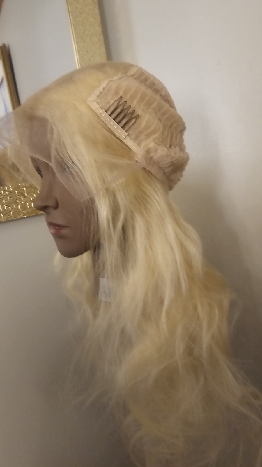 High Quality regular Top 28 ” blonde straight 100% Virgin Human Hair Lace Wig