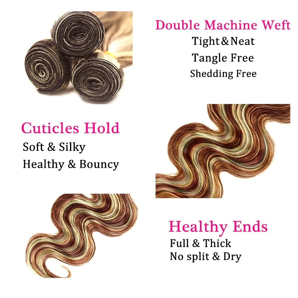 Breathtaking P30/613 Blonde Body Wave Extensions – 3 Bundles, 100% Virgin Hair