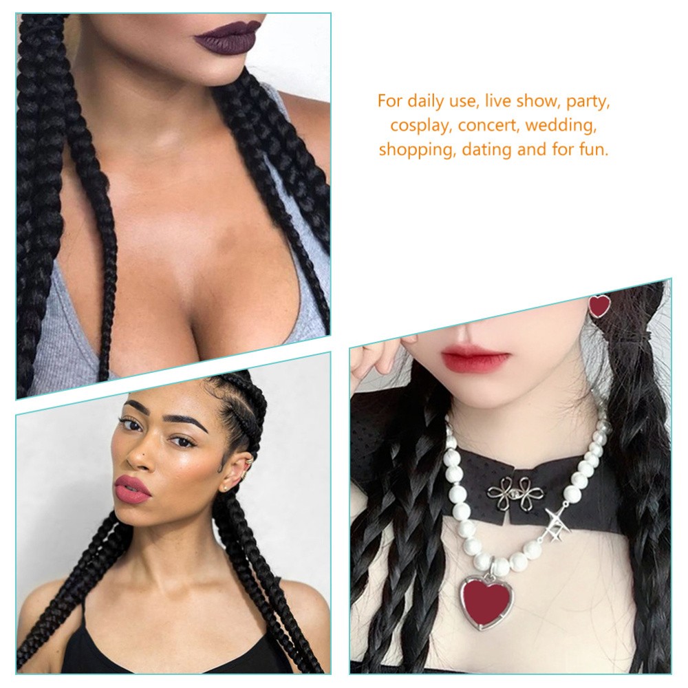 Easy to Wear Braided Ponytail Extension Synthetic Hair Piece in Classic Black