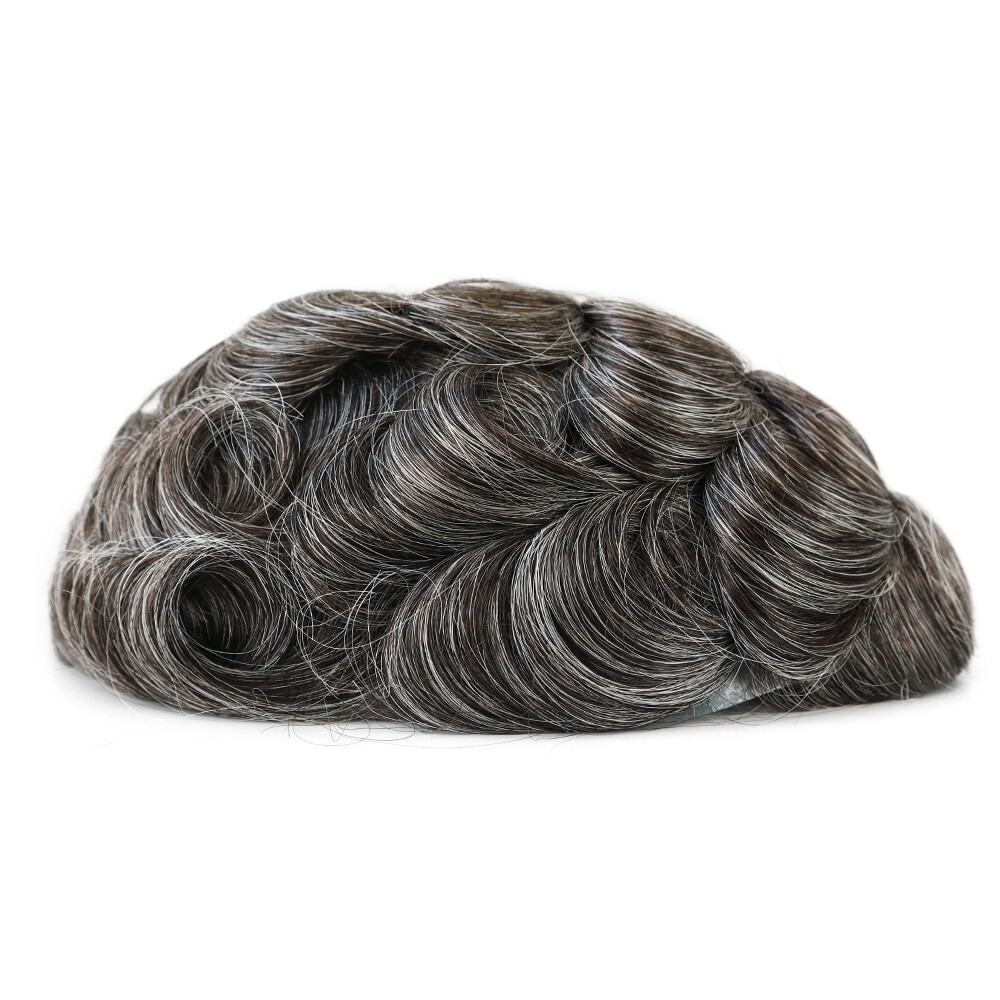 Mens Toupee Human Hair Replacement System 0.05mm Thin Skin BIO Hairpieces #1B40