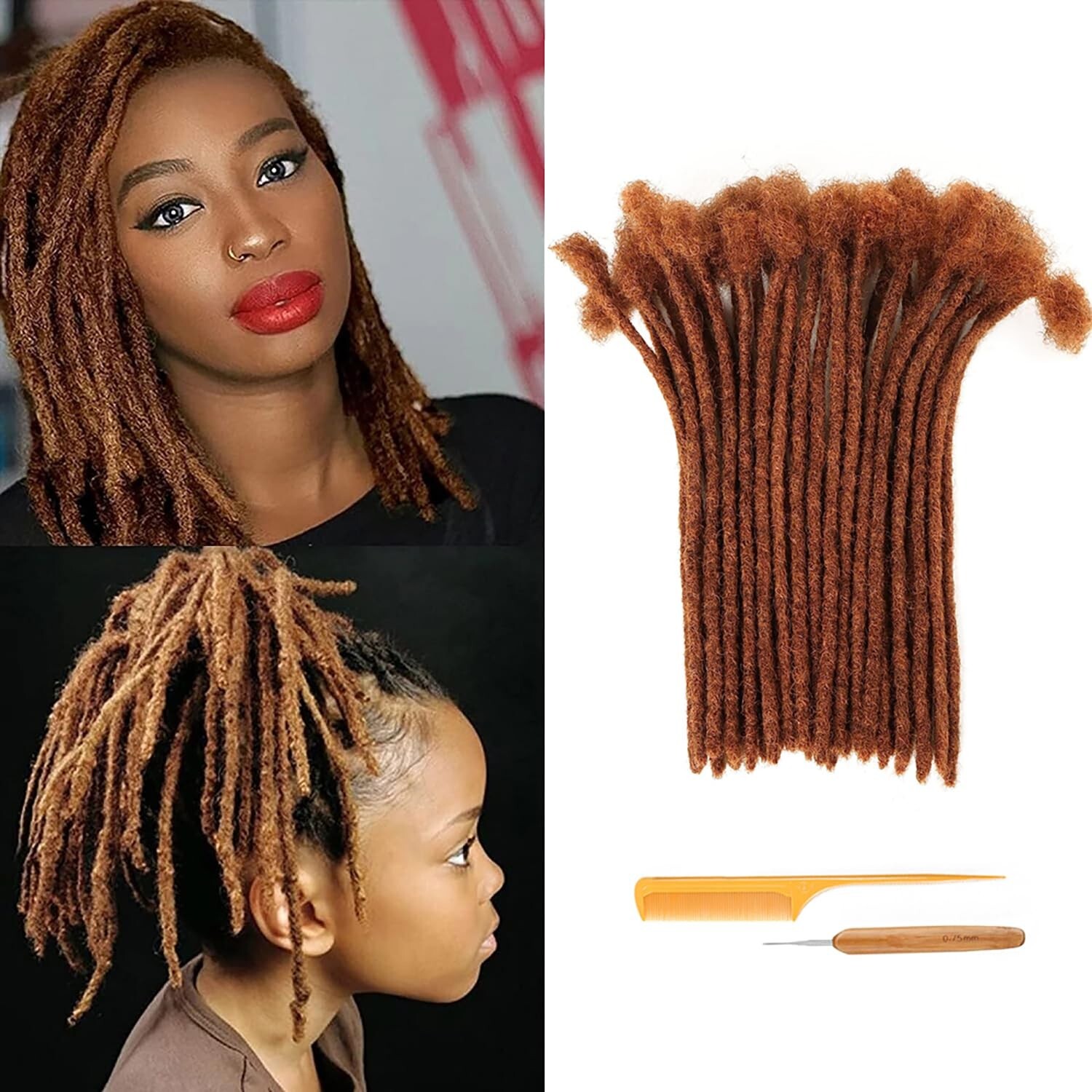 0.6cm Thickness 8 Inch 30 Strands Dreadlock Extensions Human Hair #30 Brown