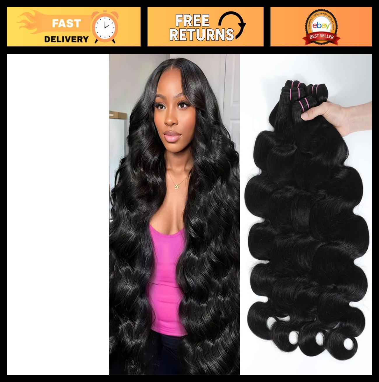 16A Body Wave Human Hair Bundles 100% Raw Virgin Hair 24-30 Inch No Shedding Tan