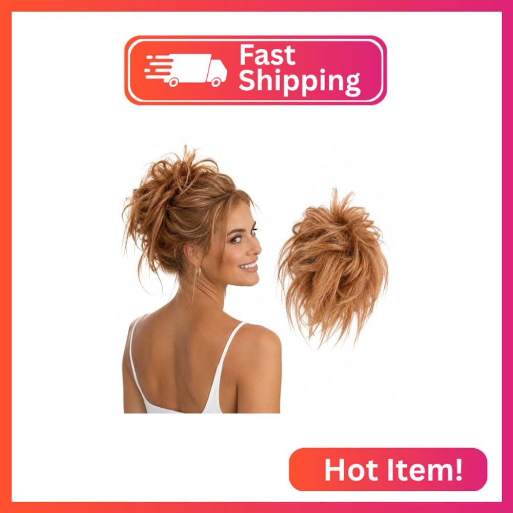 CAISHA XXL Hairpiece Scrunchie Updo Voluminous Slightly Wavy Messy Bun Light Bro