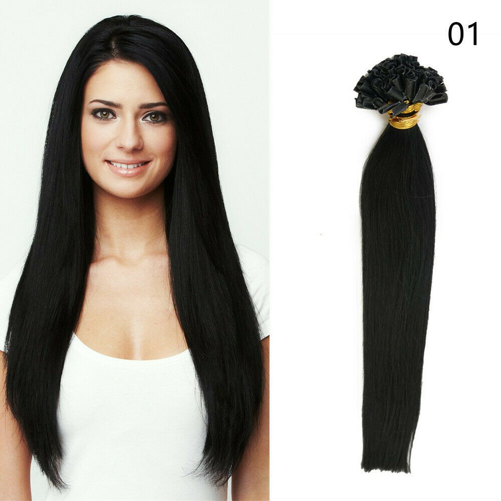 Keratin Nail U Tip Real Remy Human Hair Extensions Thick Pre Bonded Fusion Tip