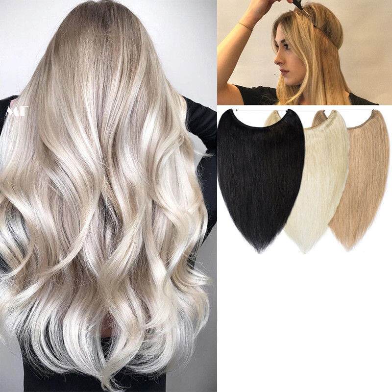 8A good Straight Remy Human Hair Hidden Invisible Wire Hair Extensions highlight