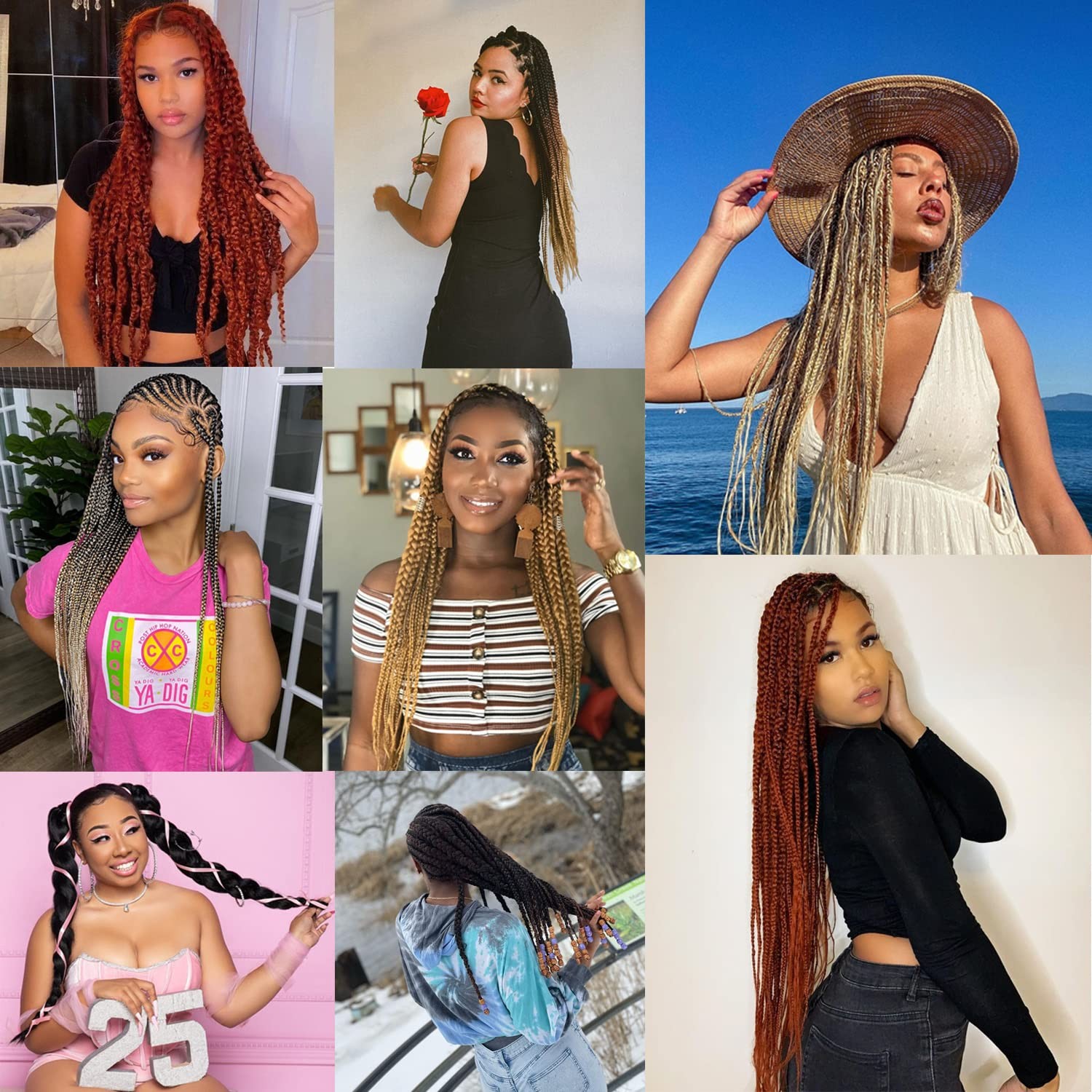 Leeven 36″ 8 Packs Pre Stretched Braiding Hair Ombre EZ Braid – Yaki Texture