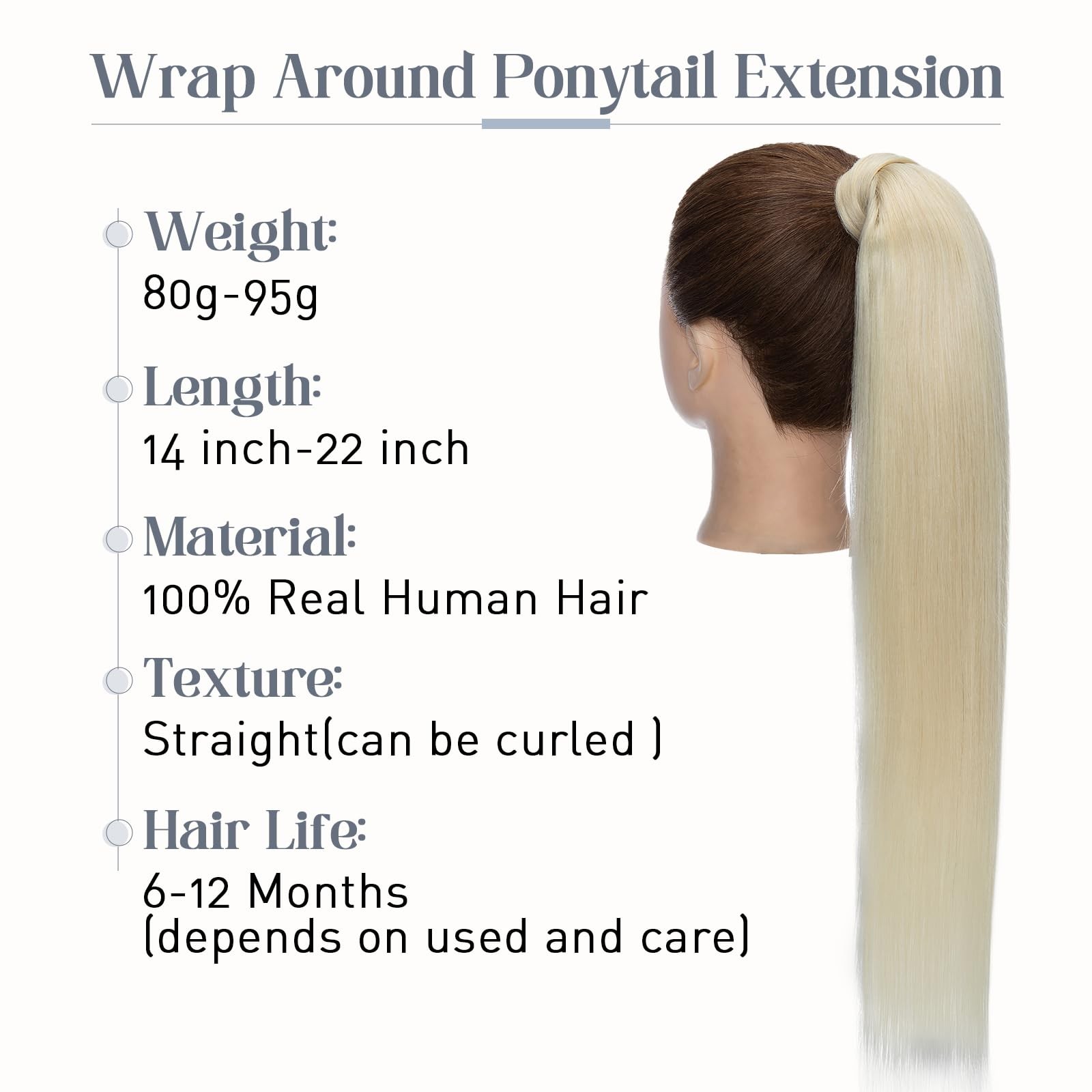Rich Choices Real Hair Balayage Ponytail Extension 16 Inch 80G One Piece Clip