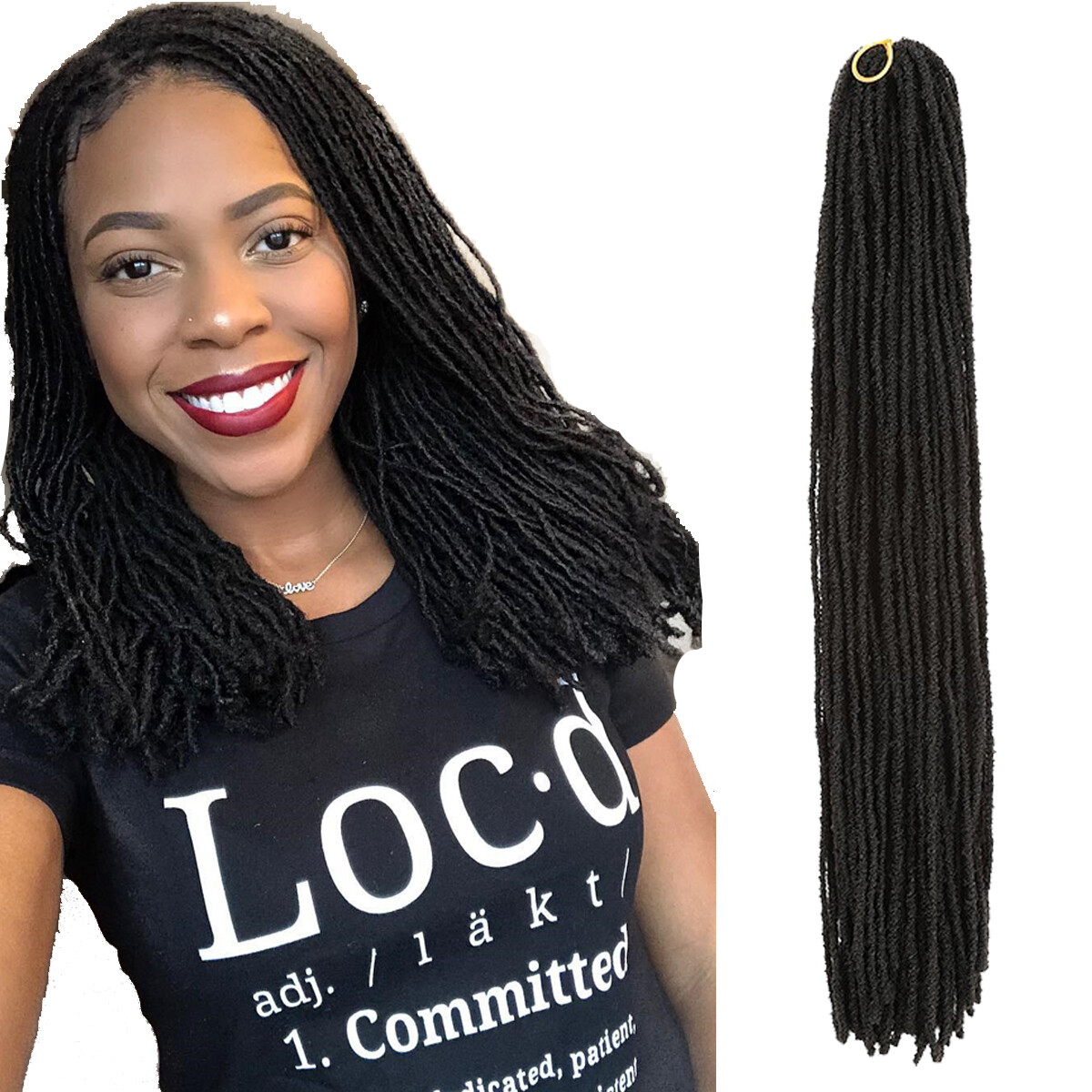 18″ Thin Soft Faux Locs Micro Dreads Sister Locks Crochet Braids Hair Extensions