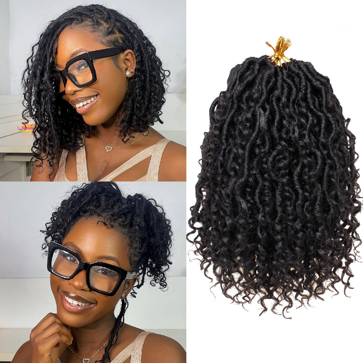Ruiyok 8 Packs Goddess Locs Crochet Hair 10 Inch Short Faux Locs Crochet Hair