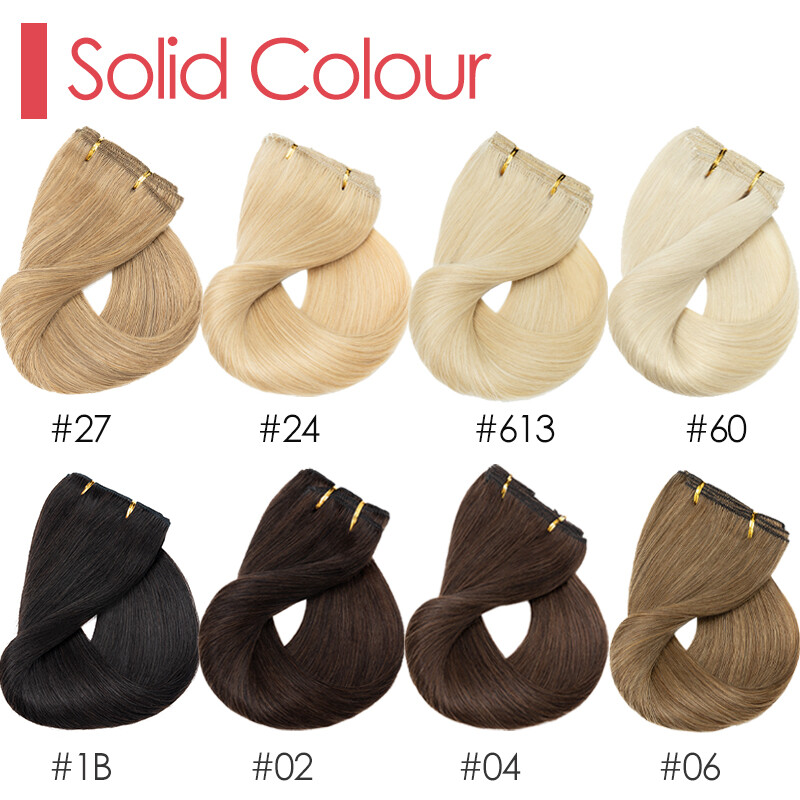 Double Weft Thick Clip In Wavy Full Head Real Remy Human Hair Extensions Blonde