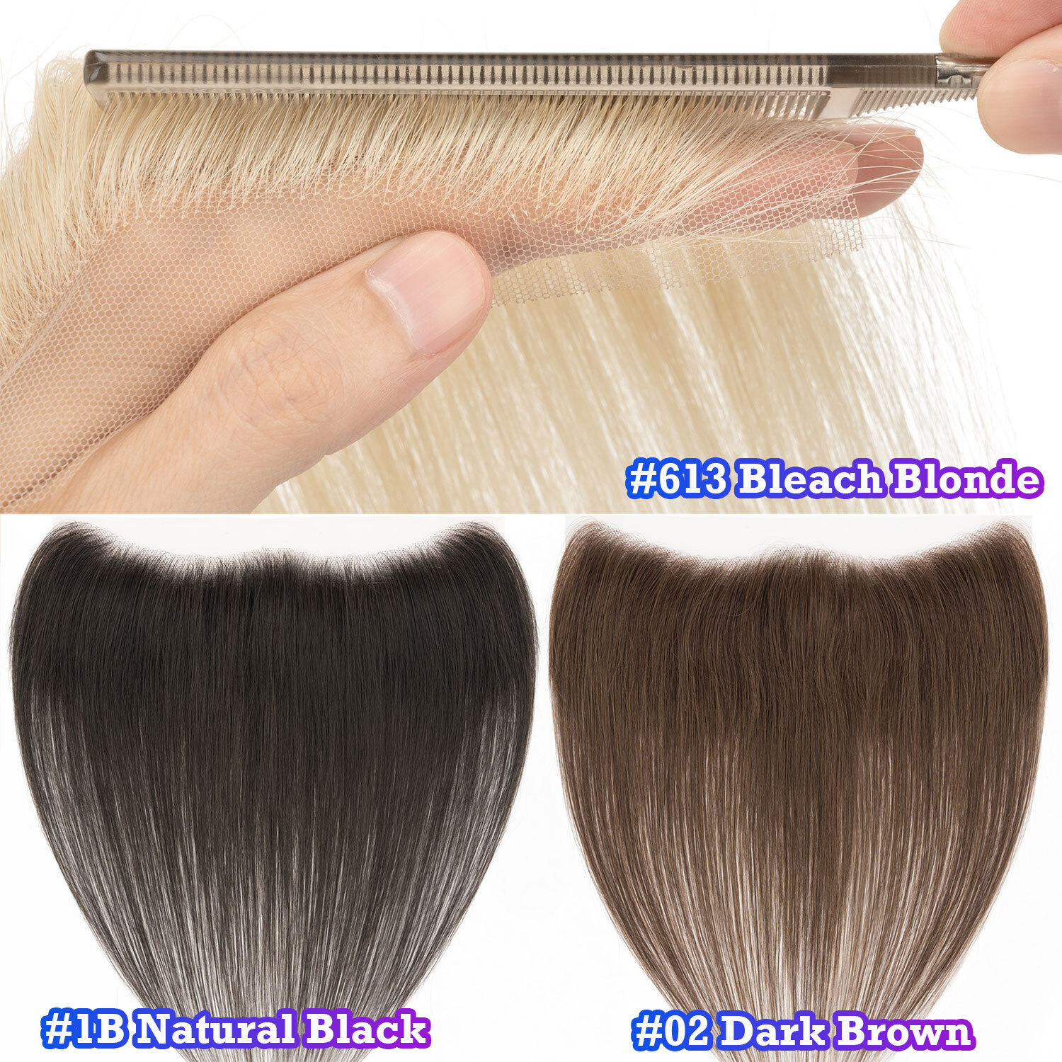 USA FULL LACE HAND-TIED FRONT HAIRLINE HUMAN HAIR PATCHES Hairpiece Women Topper