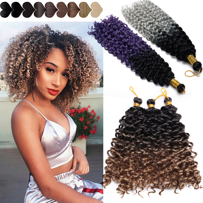 Curly Kinky Deep Wave 3 Bundle Thick Afro Crochet As Human Hair Brazilian 90g US