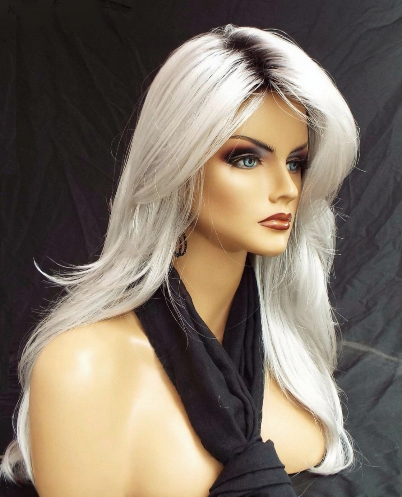 “ANGELICA” DESIGNER WIG ☆ #60 WHITE ROOTED ILLUMINA R LONG FLOWING WAVES SEXY