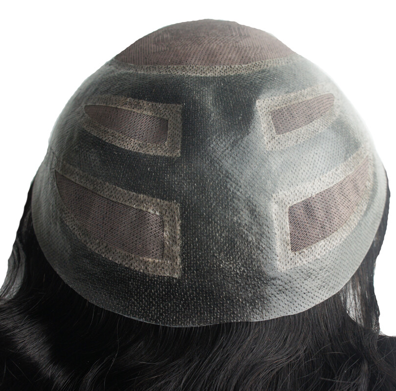 N.L.W Toupee for mens human hair lace with pu hair pieces natural base 10×8″