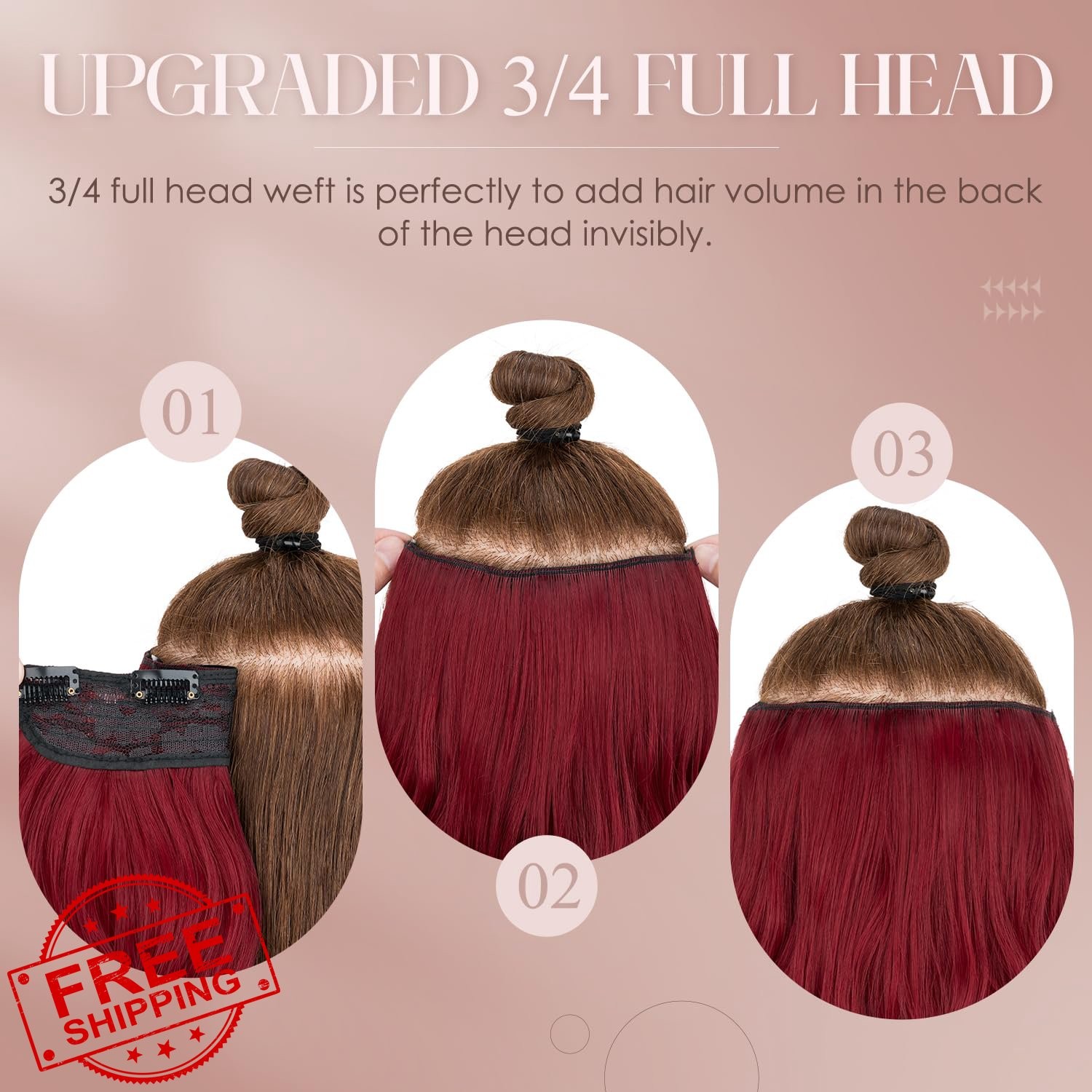 S-noilite 24″ Red Curly Clip In Hair Extensions