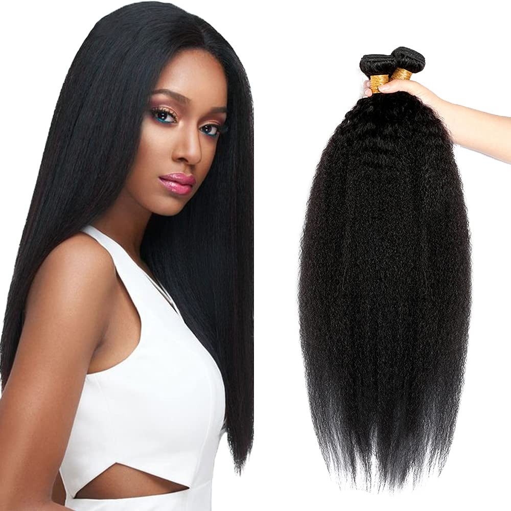 Crmbmod 1B Black Bundles Human Hair Yaki Straight Bundles 26 28 30 Inch