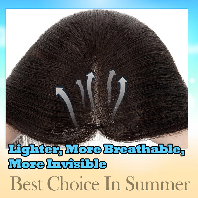 Full Lace Topper Clip in Real Remy Human Hair Toupee 8x10CM Hairpiece Free Part