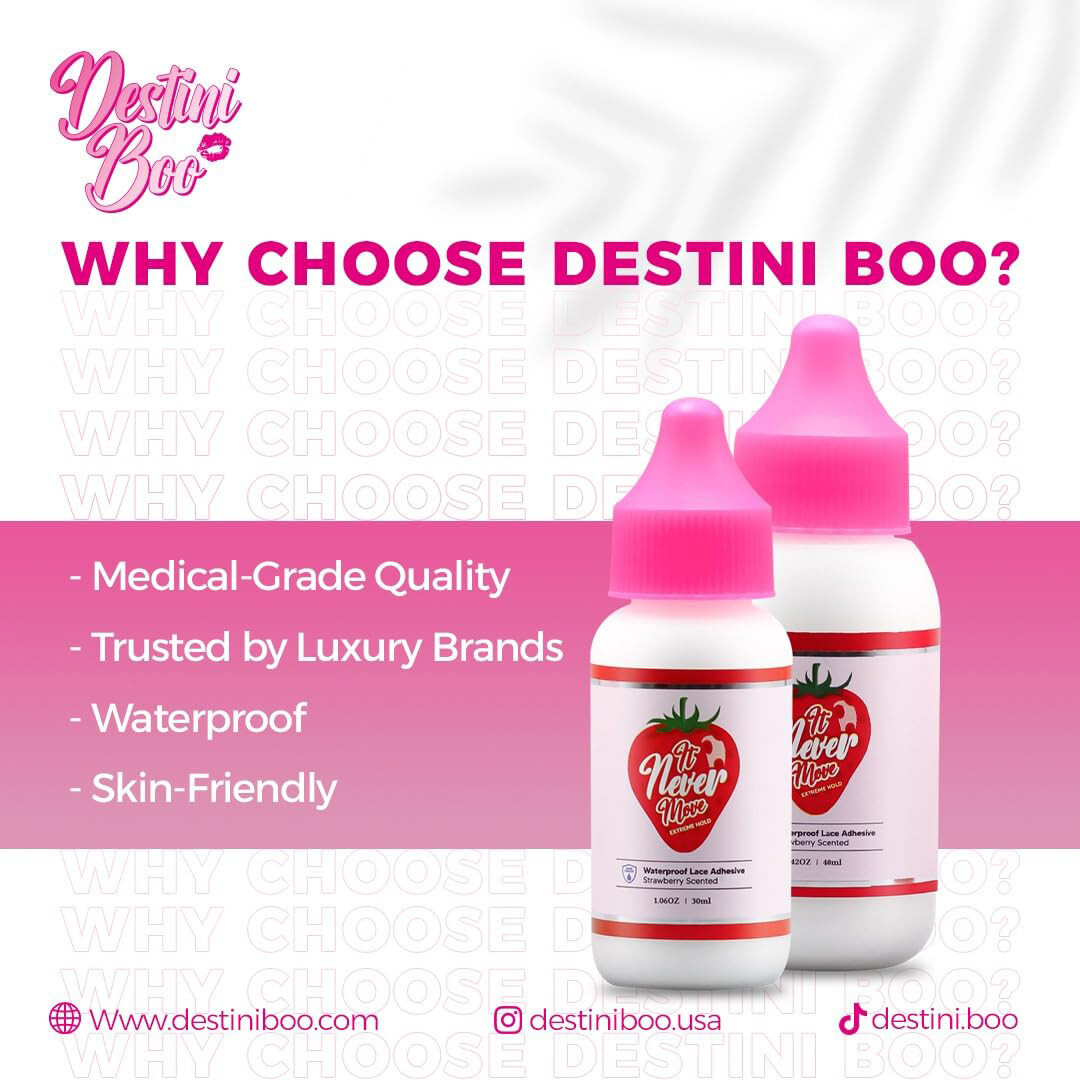 DESTINI BOO Lace Glue (Wigs and Hair) – Strawberry ( 20ml / 30ml / 40ml )