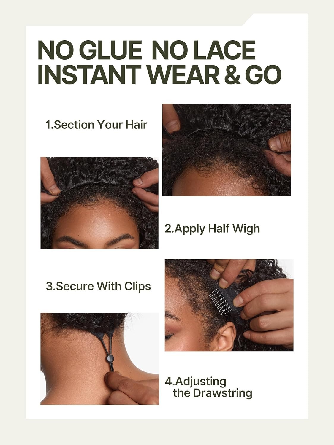 Curly Glueless Half Wig 26 inch Veralux™ Synthetic Fiber & Human Hair Blend