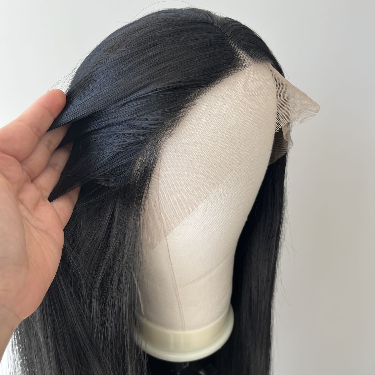 Long Straight Heat Resistant Hair Lace Frontal Wigs Off black Layered Soft