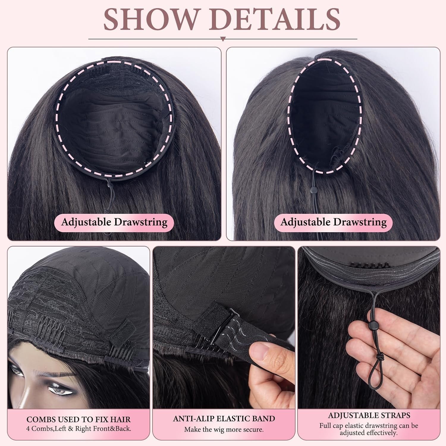 PROSA Kinky Straight 3 in 1 Human Hair Blend Seamless Flip Over Half Wig *20 in