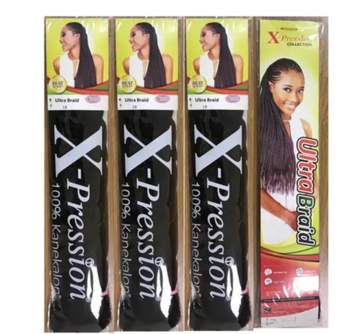 X-pression 100% Kanekalon 82″ Braid Hair 10Packs, color#1