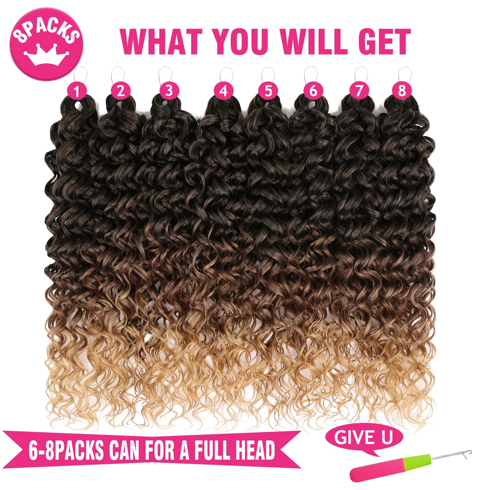 Union Beauty Gogo Curl Crochet Hair 18 Inch Deep Wave Crochet