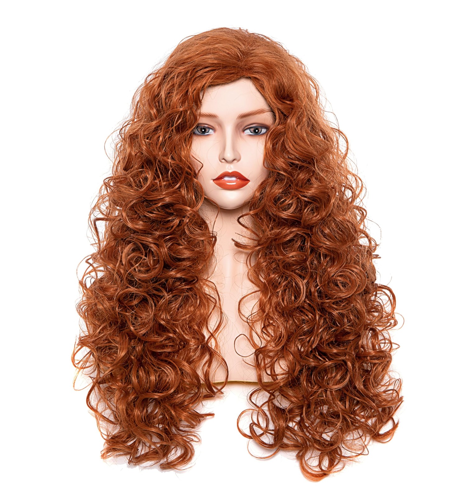 28 Inches Long Wavy Ginger Wigs for Women Auburn Natural Curly Synthetic cost…
