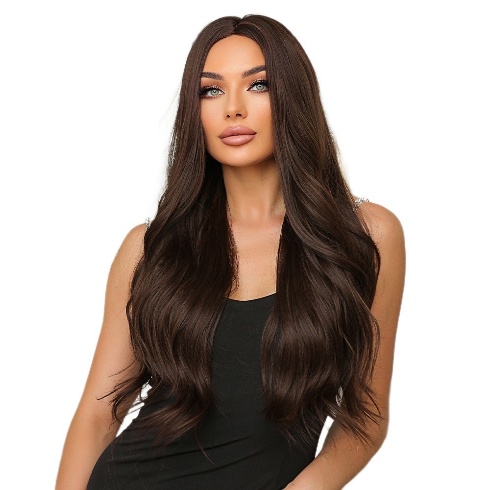 Long Wavy Choc Brown Women Synthetic Hair Heat Resistant Cosplay Wig Natural