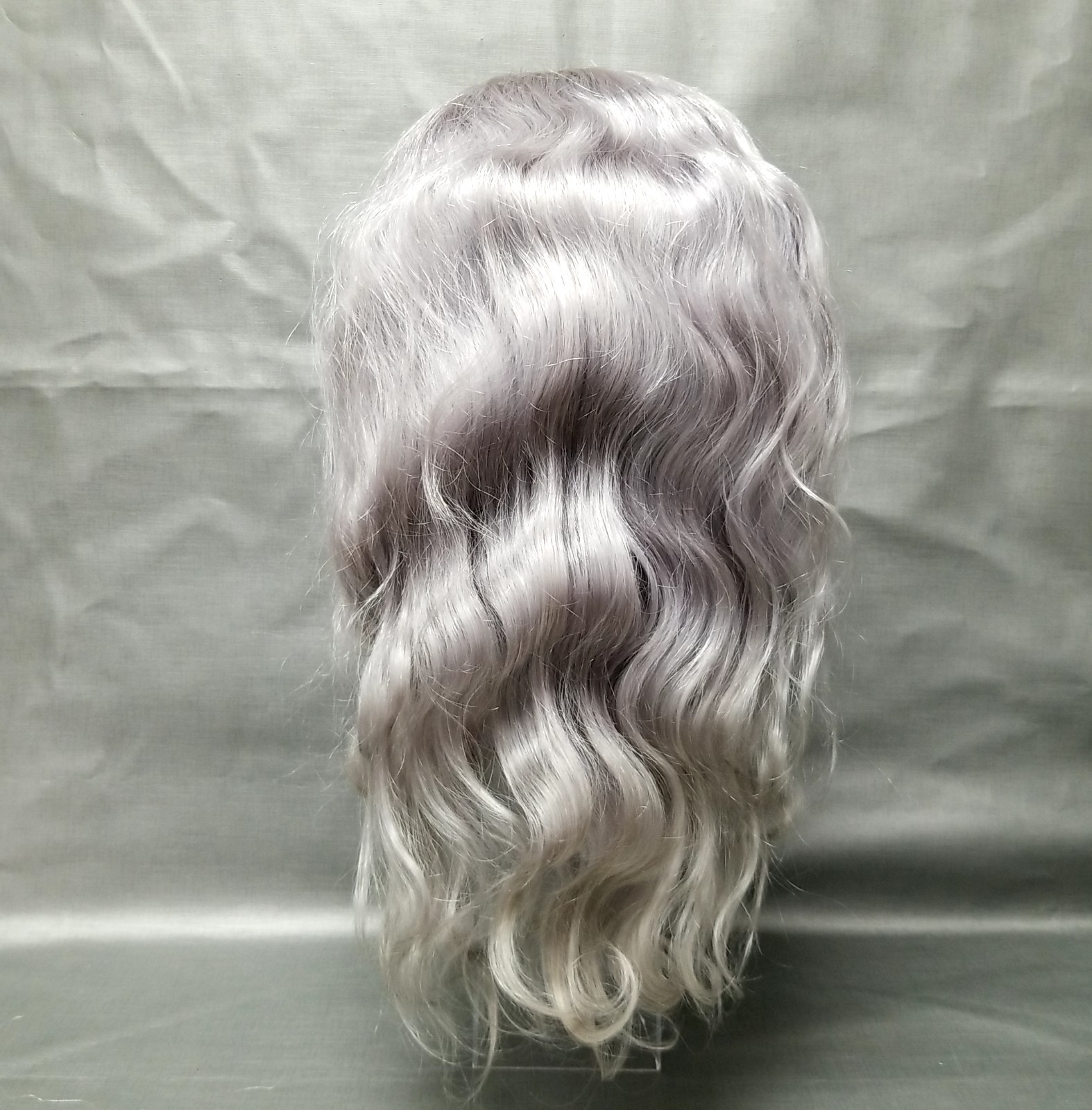 Mscathy 100% Human Hair Lace Front Wig Grey Body Waves 20″ w/Bag + Cap