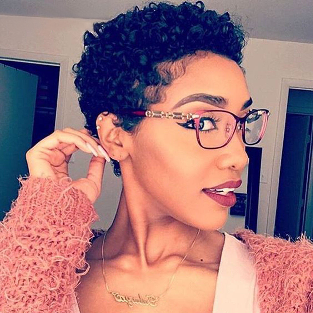 Short Curly Pixie Cut Wigs Black Soft Hair Natural Looking 100% Human Hair Wigs