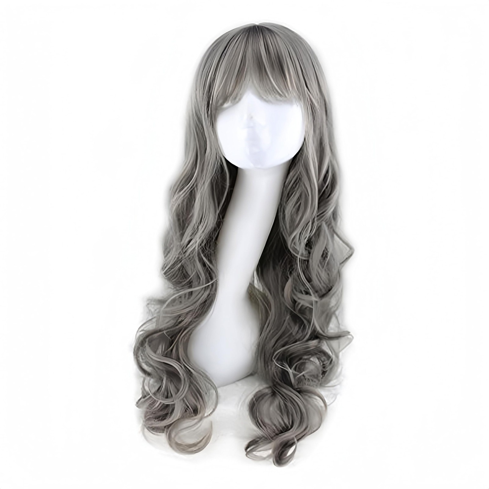 Gray Wig Long Curly Gray Wigs with Bangs Grandma Grey Wigs for Women Daily Pa…