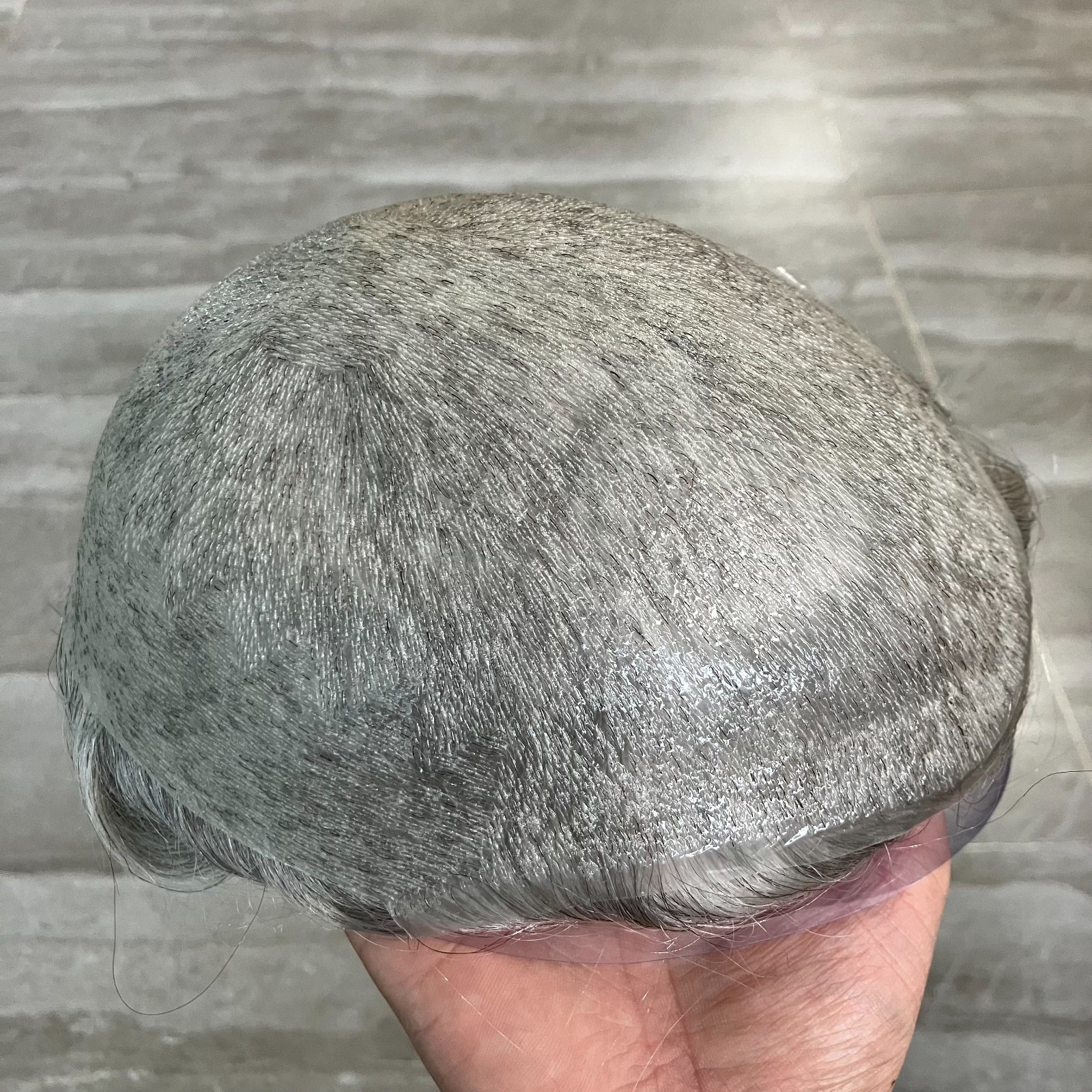 Super Natural Hairline 1b80 Sliver Grey Mens Toupee 0.02mm Ultra Thin Skin Hair