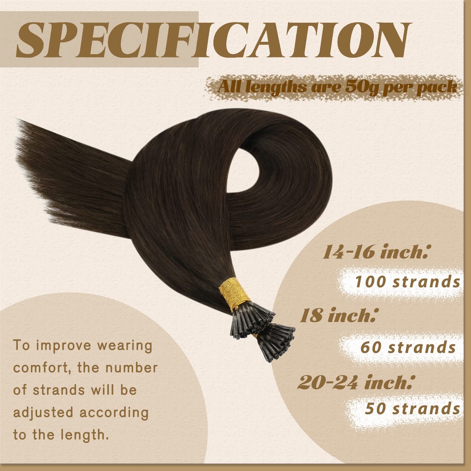YoungSee Dark Brown I Tip Hair Extensions Human Hair 24 Inch Itip Human Hair …