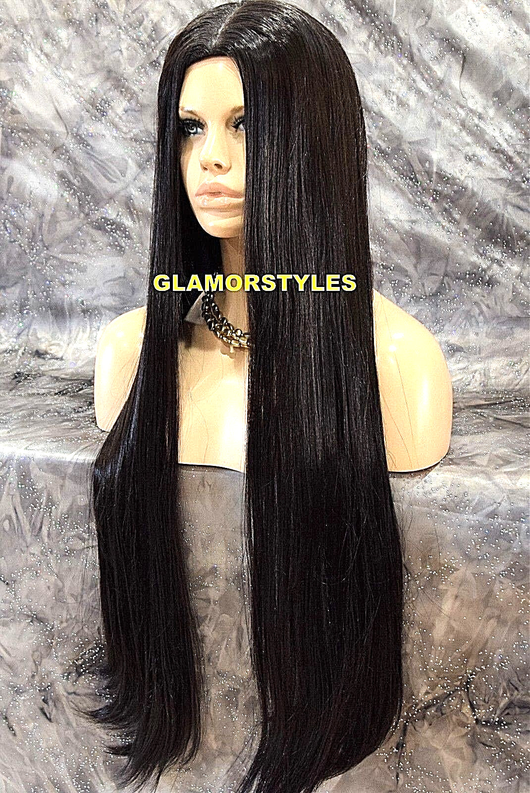 40” FULL WIG EXTRA LONG STRAIGHT SKIN HAIR PART DARK BROWN #2 HAIR PIECE NWT
