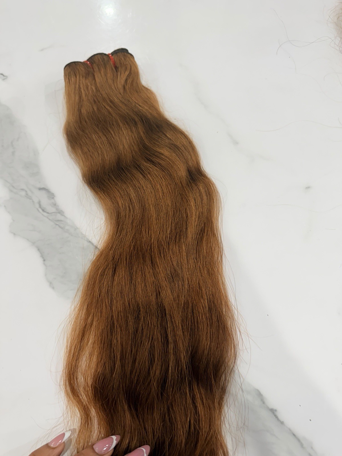 Human Hair Extension Weft Copper Red Wavy Style Women 21-30 in