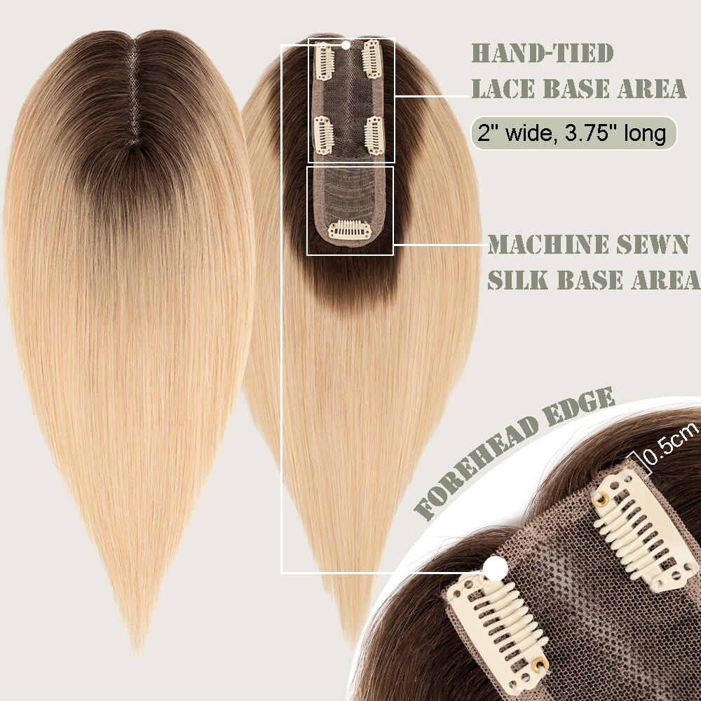 100% Real Human Hair Clip in Hairpiece Topper Top Toupee for Women Thinning Hair