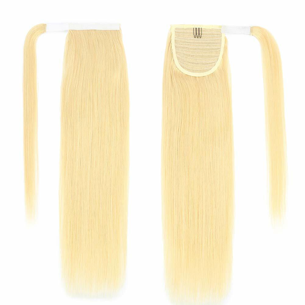 100% Real Remy Human Hair Wrap Around Ponytail Extensions With Clip in Hairpiece