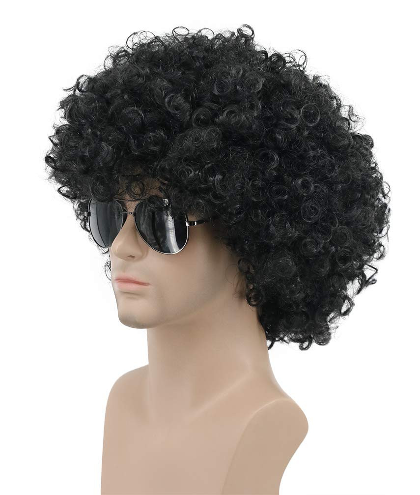 Adult Men Women Afro 70S 80S Short Curly Black Rocker Party Wig California Hallo