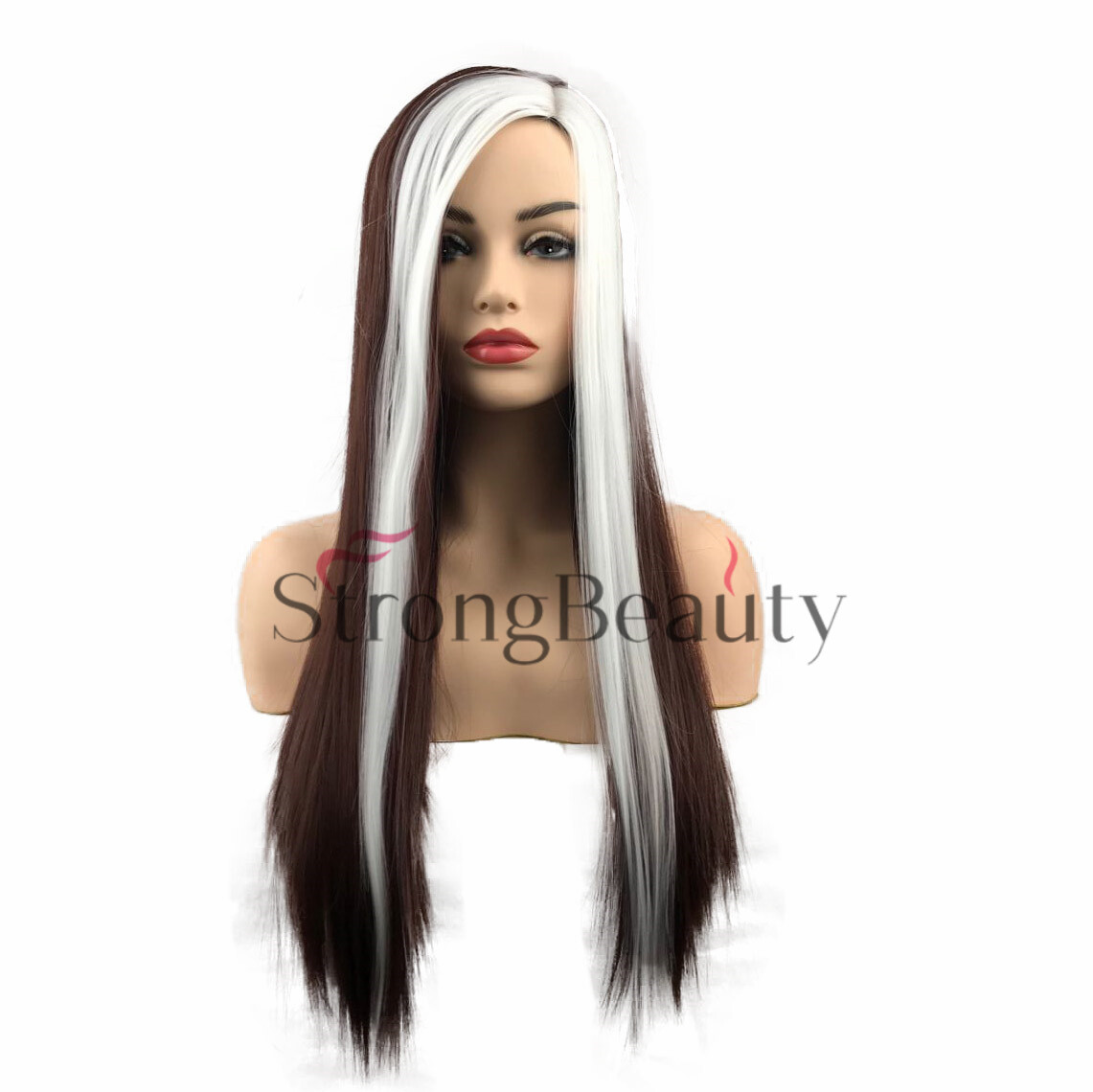 Long Auburn White Straight Wig Cosplsy Halloween Wig Or Treat Party Theater Hair