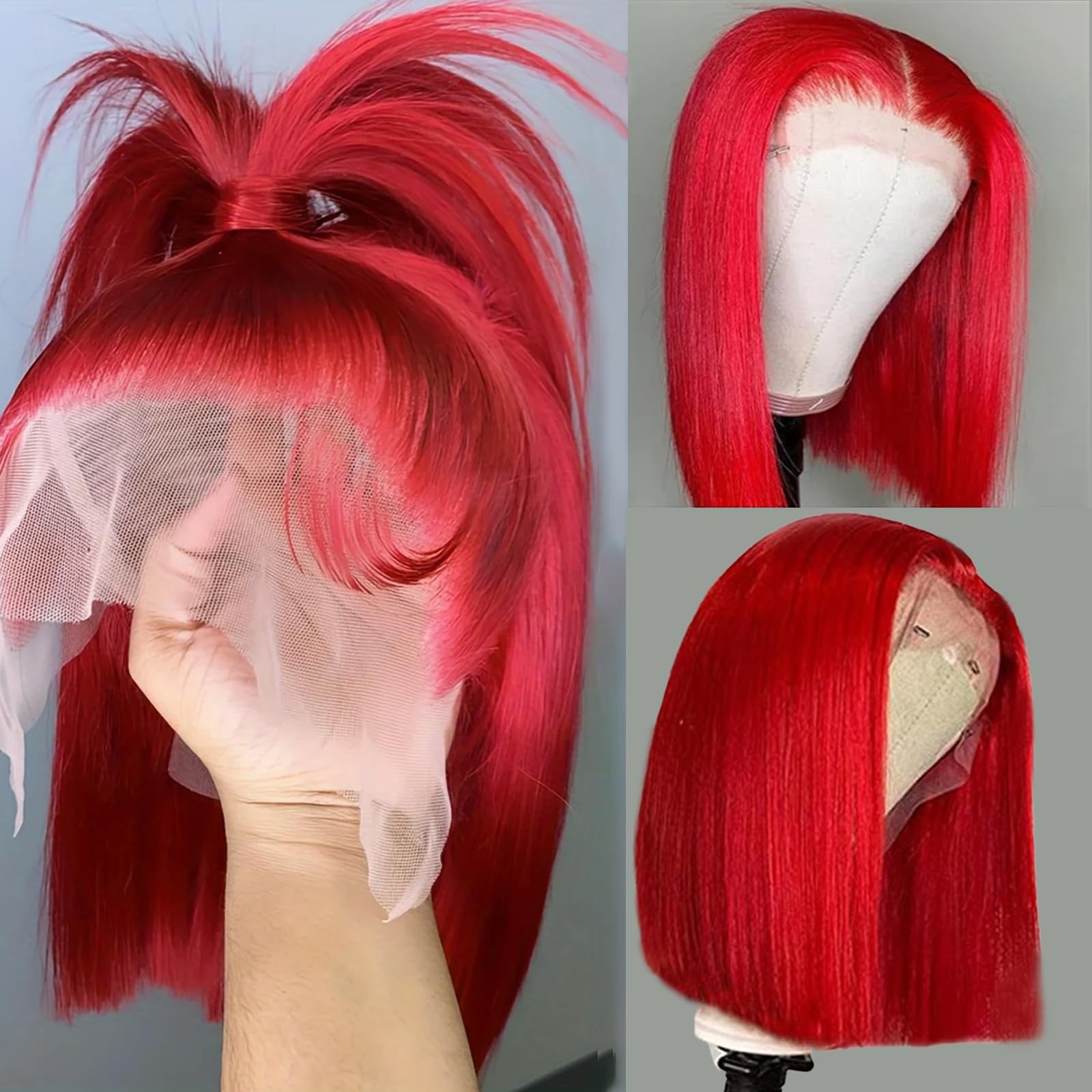 Munx 13X4 Bob Wig Wear And Go Glueless Wigs Real Human Hair 14 180 Density