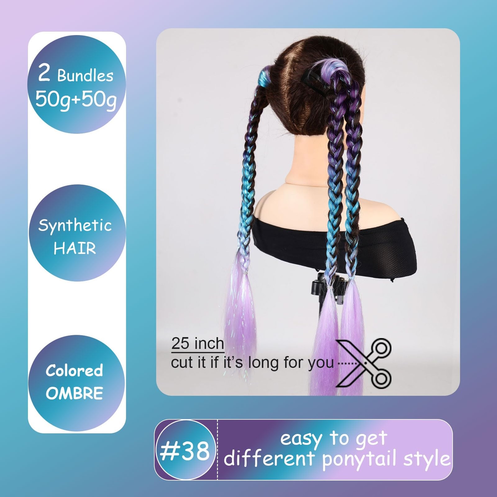 Ponytail Extension with Tie, Colored Hair Extension, Festival Crazy Hair Day …