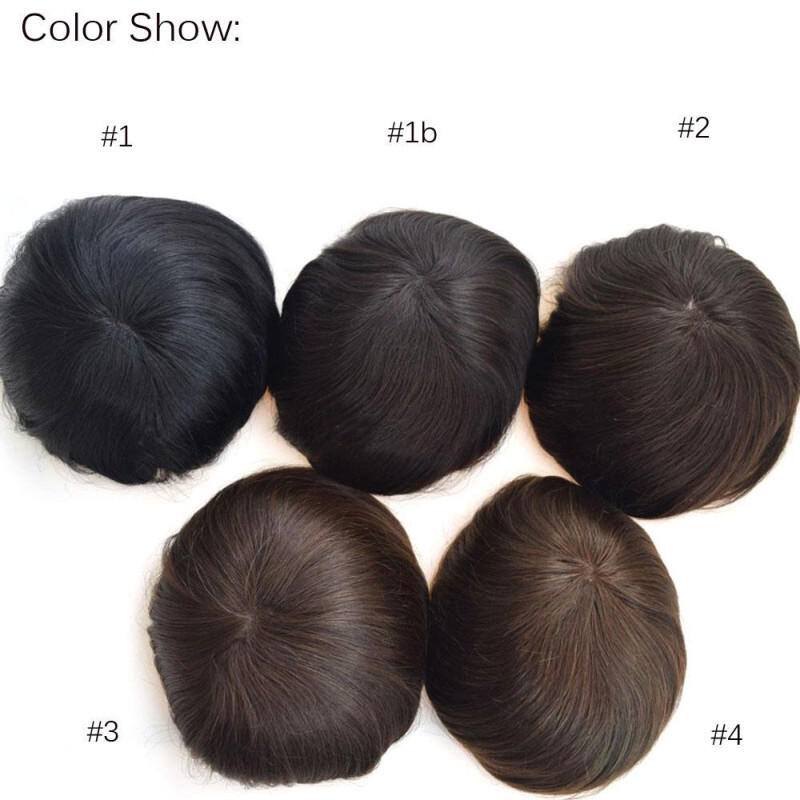 Durable Men Human Hair Replacement System Hairpiece Fine Mono Skin Around Toupee