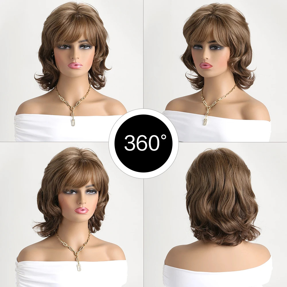 Wavy Layered 12 In Mid Length Women Natural Daily Shag Caples Synthetic Hair Wig