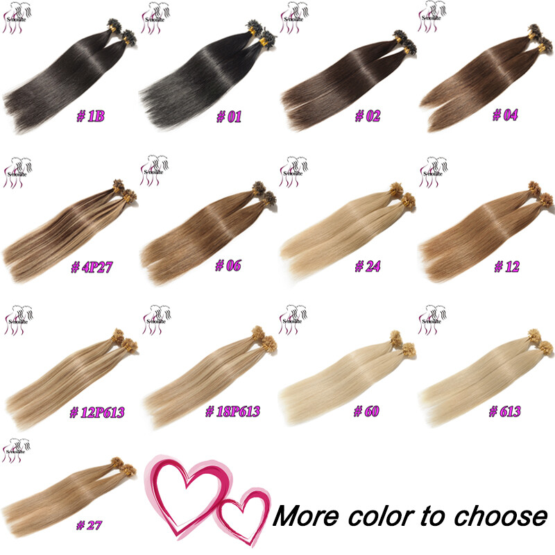 Nail U Tip Extensions 100% Remy Human Hair Keratin Glue Fusion Bonds Highlight