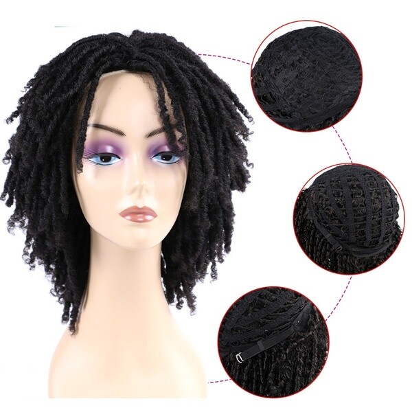 Dreadlock Wig Short Twist Wigs for Black Women Short Curly Braided Natural Black